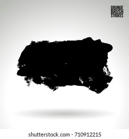 Black brush stroke and texture. Grunge vector abstract hand - painted element. Underline and border design.