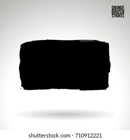 Black brush stroke and texture. Grunge vector abstract hand - painted element. Underline and border design.