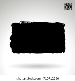 Black brush stroke and texture. Grunge vector abstract hand - painted element. Underline and border design.
