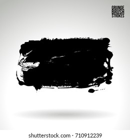 Black brush stroke and texture. Grunge vector abstract hand - painted element. Underline and border design.