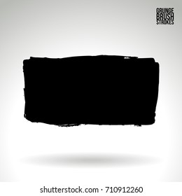 Black brush stroke and texture. Grunge vector abstract hand - painted element. Underline and border design.