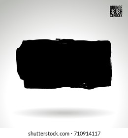Black brush stroke and texture. Grunge vector abstract hand - painted element. Underline and border design.