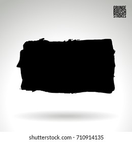 Black brush stroke and texture. Grunge vector abstract hand - painted element. Underline and border design.