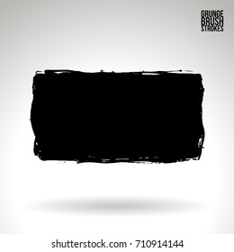 Black brush stroke and texture. Grunge vector abstract hand - painted element. Underline and border design.