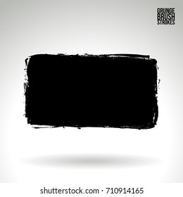 Black brush stroke and texture. Grunge vector abstract hand - painted element. Underline and border design.
