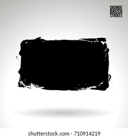 Black brush stroke and texture. Grunge vector abstract hand - painted element. Underline and border design.