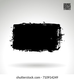 Black brush stroke and texture. Grunge vector abstract hand - painted element. Underline and border design.
