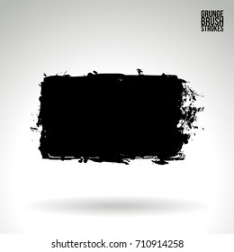 Black brush stroke and texture. Grunge vector abstract hand - painted element. Underline and border design.