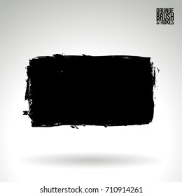 Black brush stroke and texture. Grunge vector abstract hand - painted element. Underline and border design.