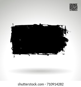 Black brush stroke and texture. Grunge vector abstract hand - painted element. Underline and border design.