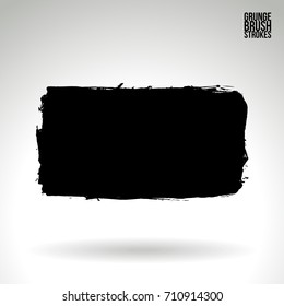 Black brush stroke and texture. Grunge vector abstract hand - painted element. Underline and border design.