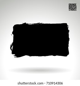 Black brush stroke and texture. Grunge vector abstract hand - painted element. Underline and border design.