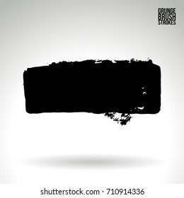Black brush stroke and texture. Grunge vector abstract hand - painted element. Underline and border design.