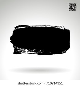 Black brush stroke and texture. Grunge vector abstract hand - painted element. Underline and border design.