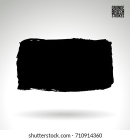 Black brush stroke and texture. Grunge vector abstract hand - painted element. Underline and border design.