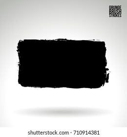 Black brush stroke and texture. Grunge vector abstract hand - painted element. Underline and border design.