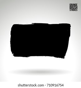 Black brush stroke and texture. Grunge vector abstract hand - painted element. Underline and border design.