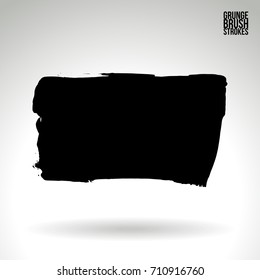 Black brush stroke and texture. Grunge vector abstract hand - painted element. Underline and border design.