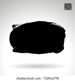 Black brush stroke and texture. Grunge vector abstract hand - painted element. Underline and border design.
