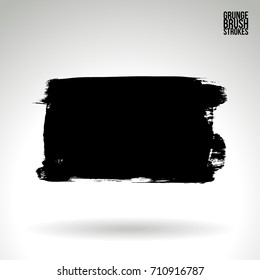 Black brush stroke and texture. Grunge vector abstract hand - painted element. Underline and border design.