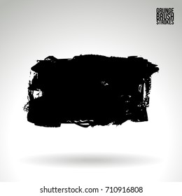 Black brush stroke and texture. Grunge vector abstract hand - painted element. Underline and border design.