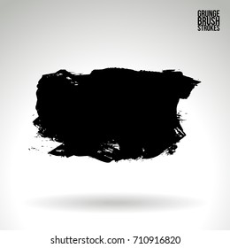 Black brush stroke and texture. Grunge vector abstract hand - painted element. Underline and border design.
