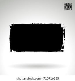 Black brush stroke and texture. Grunge vector abstract hand - painted element. Underline and border design.