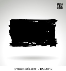 Black brush stroke and texture. Grunge vector abstract hand - painted element. Underline and border design.