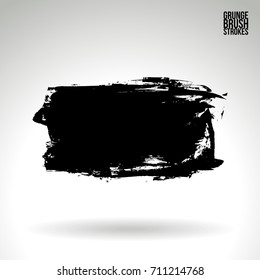 Black brush stroke and texture. Grunge vector abstract hand - painted element. Underline and border design.