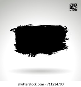 Black brush stroke and texture. Grunge vector abstract hand - painted element. Underline and border design.