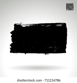 Black brush stroke and texture. Grunge vector abstract hand - painted element. Underline and border design.
