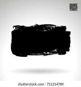 Black brush stroke and texture. Grunge vector abstract hand - painted element. Underline and border design.