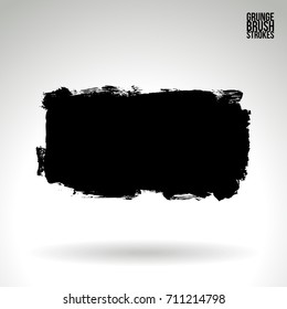 Black brush stroke and texture. Grunge vector abstract hand - painted element. Underline and border design.