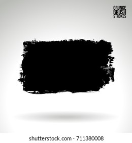 Black brush stroke and texture. Grunge vector abstract hand - painted element. Underline and border design.
