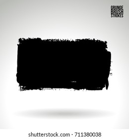 Black brush stroke and texture. Grunge vector abstract hand - painted element. Underline and border design.