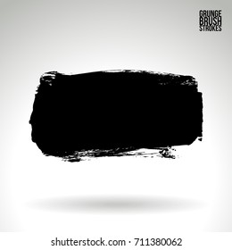 Black brush stroke and texture. Grunge vector abstract hand - painted element. Underline and border design.