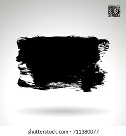 Black brush stroke and texture. Grunge vector abstract hand - painted element. Underline and border design.