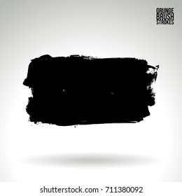 Black brush stroke and texture. Grunge vector abstract hand - painted element. Underline and border design.