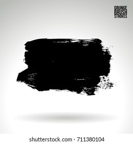 Black brush stroke and texture. Grunge vector abstract hand - painted element. Underline and border design.