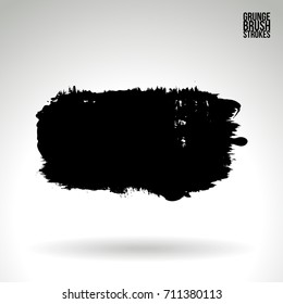 Black brush stroke and texture. Grunge vector abstract hand - painted element. Underline and border design.