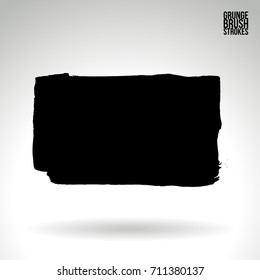 Black brush stroke and texture. Grunge vector abstract hand - painted element. Underline and border design.