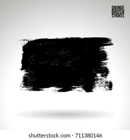 Black brush stroke and texture. Grunge vector abstract hand - painted element. Underline and border design.