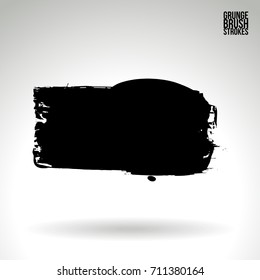 Black brush stroke and texture. Grunge vector abstract hand - painted element. Underline and border design.