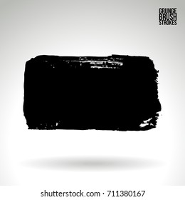 Black brush stroke and texture. Grunge vector abstract hand - painted element. Underline and border design.