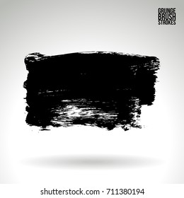 Black brush stroke and texture. Grunge vector abstract hand - painted element. Underline and border design.