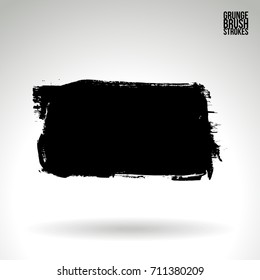 Black brush stroke and texture. Grunge vector abstract hand - painted element. Underline and border design.