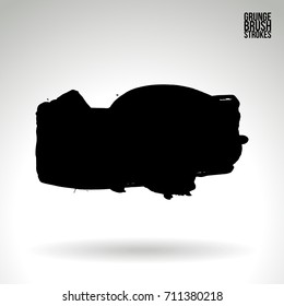 Black brush stroke and texture. Grunge vector abstract hand - painted element. Underline and border design.