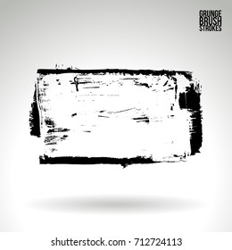 Black brush stroke and texture. Grunge vector abstract hand - painted element. Underline and border design.