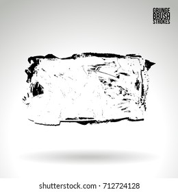 Black brush stroke and texture. Grunge vector abstract hand - painted element. Underline and border design.
