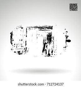 Black brush stroke and texture. Grunge vector abstract hand - painted element. Underline and border design.